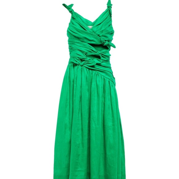The Tiggy Bow Midi Dress in Green from our Resort Swim 2023 Collection. - Picture 5 of 5